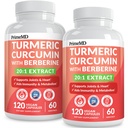 5-i-1 organisk gurkemeie curcumin Supplement (4210mg) med berberin, ceylon cinnamon bioperin og ginger kosttilskudd for felles, hjerte, gut, & metabolisk støtte (120 ct) (Pack of 2)