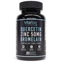 Quercetin med Bromelain 500 mg kapsler, støtter immunrespons, felles komfort, og total velvære - vitamin C, sink 50mg, & vitamin D3 5000 IE - immunisme helse piller