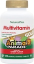 NaturesPlus Animal Parade Gull Barn Chewable Multivitamin - Naturlig Cherry Flavor - 120 Animal Shaped-tabeller, Pakke med 2 - med vitamin D3, K2 & Probiotika - 120 Total Services