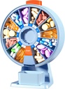 Zoksi Large Pill Organizer, Daglig Pill Box i 7 eller 14 dager, Veggmonterbar Pill Dispenser Hold for medisin, vitamin eller kosttilskudd, ukentlig Pill Case med enkel trykkknapp (blå)
