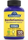 Benfotiamin, 500 mg, en fettoppløselig form av tiamin, sunn metabolisme, ultrabiotilgjengelig vitamin B1, høy styrke, glutenfri, ikke-GMO, vegetarisk, 120 kapsler