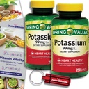 Valg Bundle Spring Valley Kalium hjerte helse Diett kosttilskudd Caplets 99 mg 250 CT 2 pk (500 totalt) + \"Vitamin Vitality\" Guide & Keychain Pill Container (4 varer)!