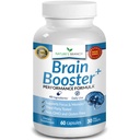40-i-1 Brain Booster Supplement for fokus, minne, klarhet, energi | Avansert vitaminer Plus eBook | for menn og kvinner, Kognitiv funksjon Nootropisk støtte med DMAE, Mind Health Formula | 60 Kapsler