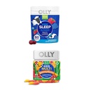 OLLY Kids sove gummy, Melatonin, L Theanine, Kamille, 60 greve og barn multivitamin gummy Worms, vitaminer A C D E Bs sink, 70 greve
