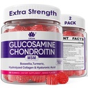 Glukosamine Chondroitin Gummies, sukkerfri glukosamine Chondroitin MSM Supplement, Ekstra styrke med Boswellia Turmeric, Hydrolysert kollagen & Hyaluronsyre, Bone helse for menn og kvinner, 120 Cts