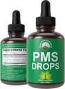 PMS relief 9-i-1 flytende dråper Supplement. 9 Herbal ingredienser for å støtte perioden krammer smerte for kvinner. Vegan, Zero Sukkervitaminer med organiske Chaste Trebær, Cramp Bark, Yam Root, Nettle Leaf