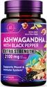 Ashwagandha 2,100 mg - Ashwagandha Kosttilskudd for kvinner i Veggie Capsules med pulver og rotekstrakt, svart pepper for høy absorpsjon, plantebasert, ikke-GMO, flaske i USA - 60 Veggie Capsules