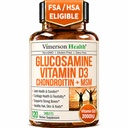 Glukosamine Chondroitin med vitamin D3 2000IU – FSA kvalifiserte felles kosttilskudd for menn og kvinner – Felles helse, hår negler, bein helse og komfort med MSM, Vit D, Bromelain & Boswellia – 120 faner