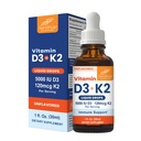 Sandhu vitamin D3 K2 Drops for voksne | 5000 IU D3 Liquid, 120mcg K2 Supplement 1 Fl Oz (pakke med 1) | D3K2 støtter superabsorpsjon, energi, immune, muskel helse for menn og kvinner