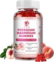 Kalium Magnesium Gummies - høy absorpsjon Magnesium Glycinat & Kalium Citrat 200 mg Plus Omega 3, B6, D3, K2 & Kalsium - Chewable Gummy for immunitet og energi - Peach Flavor - 60 Count