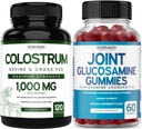 Colostrum (120 greve) Bovine Colostrum kapsler for voksne og glukosamine Chondroitin (60 gummier) felles kosttilskudd for menn og kvinner med Delicious Raspberry Flavor - Vegansk trygt og laget i USA