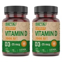 DeVA Vegansk vitamin D3 Supplement - En gang per dag Tablett med 1000 IU - Kolekalciferol - Lichen Plante Avledet - 90 små tabletter, 2-Pack