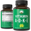 Peak Performance Vitaminer D 5000 iu + A + K + E Alle i 1 lett å svelge Vegan Capsule. ADK vitamin Supplement med E D3 K2. Essentielle vitaminer for humør, immun, bein, visjon, hjerte