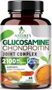 Glucosamine Chondroitin MSM 2100mg kompleks - felles støtte supplement for felles mobilitet og komfort for menn og kvinner med gurkemeie og boswellia, trippel styrke glucosamin kosttilskudd - 60 kapsler