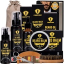 Ceenwes oppgradert beard Grooming Kit - balsam, olje, børste, Comb, Balm, Scissors, Oppbevaringspose for Beard og Mustache Trimming, perfekt menns gave