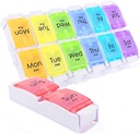 AM Pill Organizer 2 ganger om dagen, SZREDU Pill Box 7 dag, bevegelig daglig medisin Pill Organizer, store piller tilfeller Organizer 7 dag, svakt kosttilskudd bokser og organisator 2 ganger om dagen