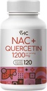 VHC NAC Supplement,Acetyl L-Carnitine1200 mg Plus Quercetin, Optimum Dos (1200 mg + 100 mg), 2 i 1 Dual Action Formula N-Acetyl-L-Cysteine med Quercetin, for å puste, lever, immun, laget i USA