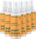 ATTITUDE hånd sanitator spray, EWG verifisert, dreper Germs & bakterier, Vegansk og plantebasert, trygt for voksne og barn, Orange Blossom & Eucalyptus Scent, 3,38 Fl Oz (pakke av 6) (sprayflaske)