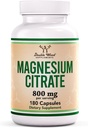 Magnesium Citrat 800mg, 180 kapsler, Digestion & Digestions støtte, Vegansk trygt, ikke-GMO, Double Wood Supplements