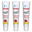 Globe (3 Pack) Capsaicin 0,1% Høy styrke smertelindringskrem, ikke-sentrert (2 oz) dyp penetrerende lindring fra: ledgikt, muskel, ledd- og ryggsmerter