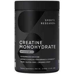 Idrettsforskning Kreatinmonohydrat - Gain Lean Muscle, forbedre ytelse og styrke og støtte utvinning* - 5 g mikronisert kreatin - 17.64 oz