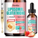 Liposomal glutation Supplement 2000 mg, flytende glutation dropper med vitamin C, mester antioksidanter for immunsystem, aldring forsvar, hud helse, lever detox-superior absorpsjon, jordbær 2 fl Oz