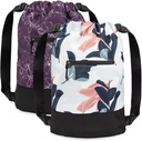 [2-Pack] Flex Cinch Drawstring Gym Veske for kvinner med grafiske designer | Holdbare lettvekts gym Cinch Vesker | Flott for Gym Bag, Reise, og Overnattinger