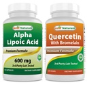 Beste Naturals Alpha Lipoic Acid 600 mg og Quercetin med Bromelain