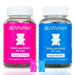 Bearvana Top & Peach Støtte Combo Pack Gummies for kvinner ® 9 Herbal ekstrakter inkludert Fenugreek, Maca & Fennel ® essensielle vitaminer ® Berry Flavor ® 2-Pack (120 Gummies)