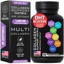 Age Defense Beauty Collagen Matrix - 2.000mg Multi Collagen Biotin Keratin Hyaluronsyre så Palmetto vitamin C Supplement Complex - DHT Blocker for menn og kvinner for hårvekst - 90 Glutenfri Caps
