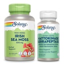 SOLARAY Irish Sea Moss 500mg og Nattokinase Serrapeptase Supplement - Velvære Bundle med naturlig forekommende vitaminer, mineraler - Gut Helse, Sinus, hjerte helse støtte, 60-dagers garanti, 100/30ct