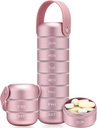 Zannaki metall ukentlig pilleorganisator, store reisepilleboks 7 dag, vanntett daglig pille tilfelle med silikon håndtak, aluminium legering bærbare piller beholder for vitamin, medisin, supplement, piller