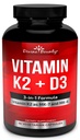 Vitamin K2 (MK7 & MK4) med D3 Supplement - vitamin K & D som MK-7 100mcg, MK-4 500mcg, og 5000 IU vitamin D3 3-i-1 Formula - Bein og hjerte støtte - 90 Ikke-GMO Vegetariske kapsler
