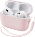 ORNARTO Kompatibel med AirPods Pro 2 tilfelle 2022, Full beskyttelseshybrid silikon for AirPods Pro 2nd generasjons tilfelle, Front LED synlige huddeksel-Pink
