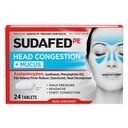 Sudafed PE-hodet Congestion + Mucus Relief-tabletter for Sinus trykk, kongessjon, og hodepine, ikke-Drowsy Decongestant med Acetaminophen, Guaifenesin & Phenylephrine HCI, 24 ct