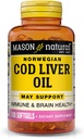 MASON NATURAL Cod Liver Oil Plus vitamin A & D3 - Sunn hjerte og hjerne funksjon, forbedret immunitet, støtter generell helse, 100 Softgels