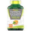 Tnvitamins Turmeric Curcumin Capsules with Black Pepper | 1500 MG - 270 Capsules | Bulk Størrelse - 3 måneders forsyning! | Gylden Turmeric Curcumin Supplement med svart Pepper | Ikke-GMO | Produsert i USA