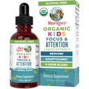 MaryRuth Organics Kids Brain Kosttilskudd for minne og fokus, USDA organiske dråper med Ginkgo Biloba, Rhodiola Root & Licorise Root, Fokus & oppmerksomhet, Rolig, Vegansk, Ikke-GMO, Glutenfri, 30 Services