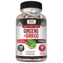 Kaya Naturals Rød Panax Ginseng + Ginkgo Biloba - Nootropic Brain Supplement - Kognitiv og konsentrasjonsstøtte - Brain Booster, Fokus og minne Supplement - 180 Kapsler