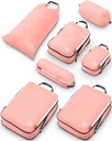 Stor komprimering pakke kuber for reise-pakke kube Bagasje Arrangører 7 stykke sett for kontrollert Bagasje-Ultralight, utvides / kompresjon poser av TRIPPED Travel Gear (Dusty Rose)