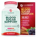 PurePremium normal blodsukker støtte Supplement - 20 aktive ingredienser kompleks for å støtte blodsukker nivåer allerede i normal rekkevidde - med kanel, biter Melon, Chromium, Mulberry - 60ct