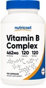Nutricost høy styrke vitamin B kompleks 462mg, 120 kapsler - med vitamin C - Energikompleks