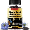 Svart Seed Oil Gummies med 1000 mg organisk svart frøolje, 25 mg rapsfrø honning ekstrakt, Vitamin B6,B12 og sink for immunsystem støtte (60 gummies) (60 greve)