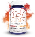 Nootropics Depot Caffein og L-Theanine Capsules | 60 piller | inneholder 100 mg koffein og 200 mg L-Theanine | Naturlig kosttilskudd | Energi Booster Mental Focus + Alarmness | Kaffe Alternativ