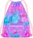 PASHOP Drawstring ryggsekk for barn, jenter Mesh Beach Veske for svømming, store størrelse Gym Drawstring Vesker Cinch Sack for jenter (unicorn)