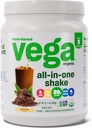 Vega Organic All-in-One Vegansk Protein pulver mocha (9 serveringer) Superfood ingredienser, Vitaminer for immunisme støtte, Keto-vennlig, Pea Protein for kvinner og menn, 12.7oz (Packing May Vary)