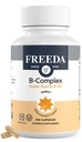 FREEDA Vitamin B-50 Complex – Super Quints B-kompleks med B1 B2 B3 (Niacinamide) B5 B6, Biotin, Folat & B12 + Choline & Inositol – Vegankapsler, 100 tall – laget i USA