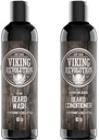 Viking revolusjon Beard Shampoo and Conditioner sett - topp-tier Beard Care Kit med Argan & Jojoba oljer for sunn beard vekst, ingen kløe eller irritation, Rich Lather, Eucalyptus Scent (10 oz)