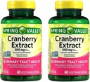 Spring Valley Cranberry Extract For Urine Tract Helse, Dietary Supplement,Antioksidant Helse, 60 greve, 500 mg per kapsel (pakke av 2)