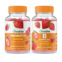 Livbar Probiotic 2 milliarder CFU + B komplekse, Gummies Bundle - Great Tasting, Vitamin Supplement, Glutenfri, GMO Gratis, Chewable Gummy